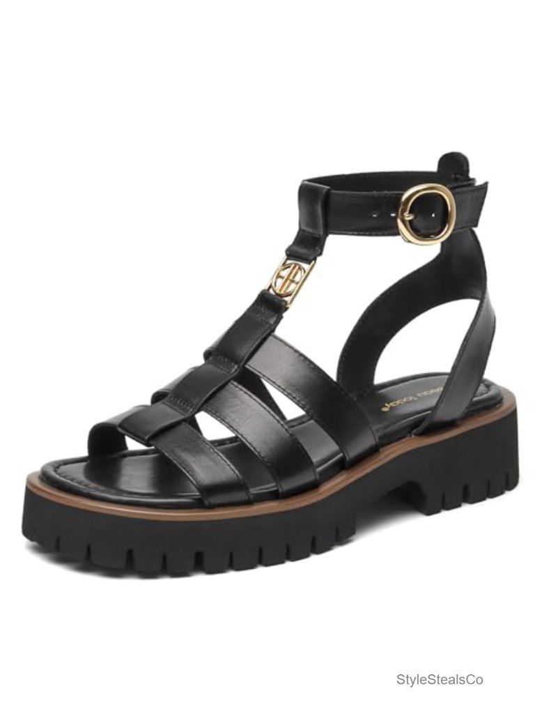 Women's Platform Fisherman Sandals, Chunky Gladiator Open Toe Leather Sandals